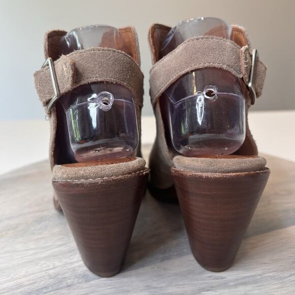 Frye Courtney Suede Open Toe Slingback Block Heel Booties Women’s Size 7B - Picture 5 of 11